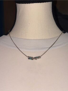 Silver Necklace with Turquoise Accent Beads